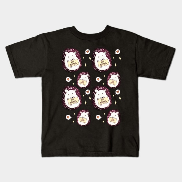 Free Hedgehugs Pattern Kids T-Shirt by DreamPassion